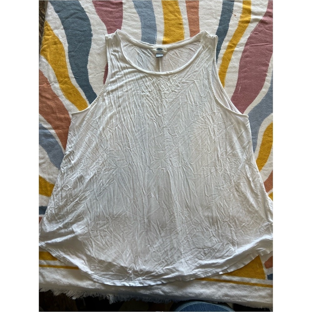 Old Navy White Scoop Neck Womens Tank Top Relaxed Fit XL 478.5